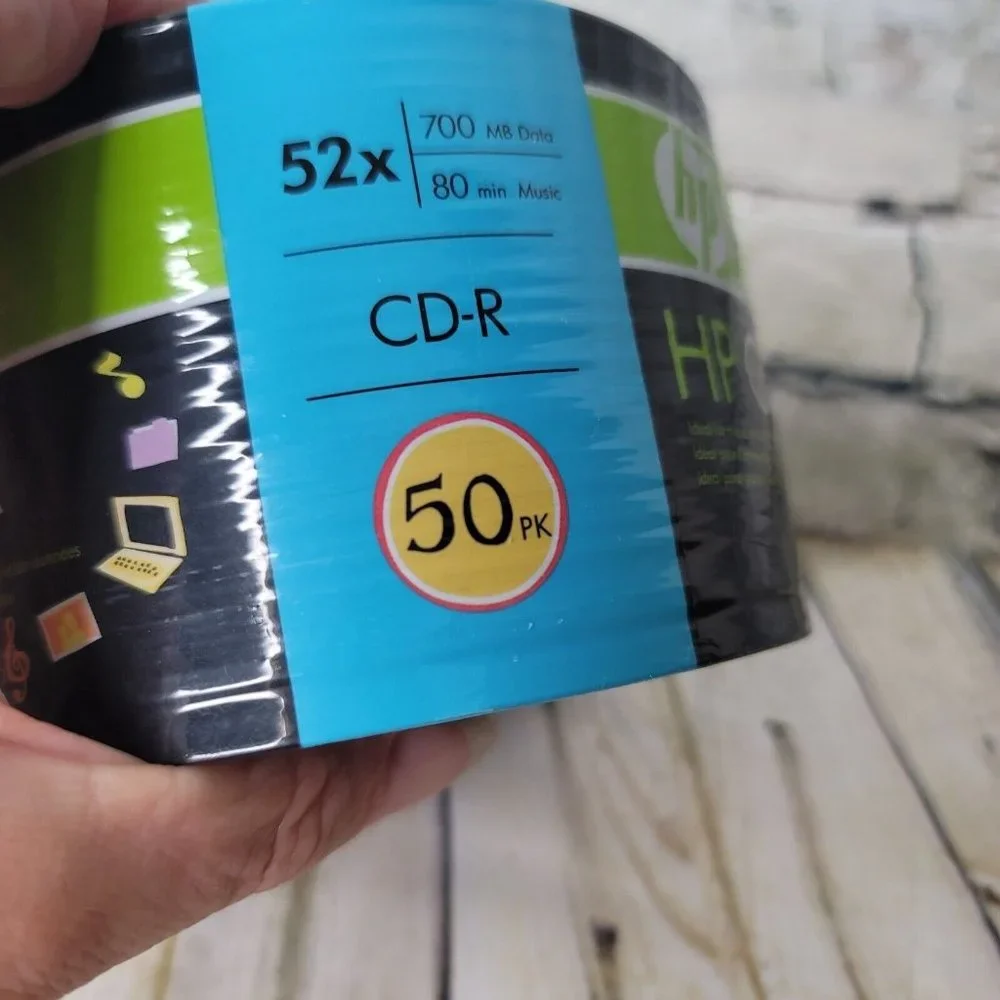 New HP 52X CD-R 700MB 80min Blue Branded Logo CDR 50pc Sealed